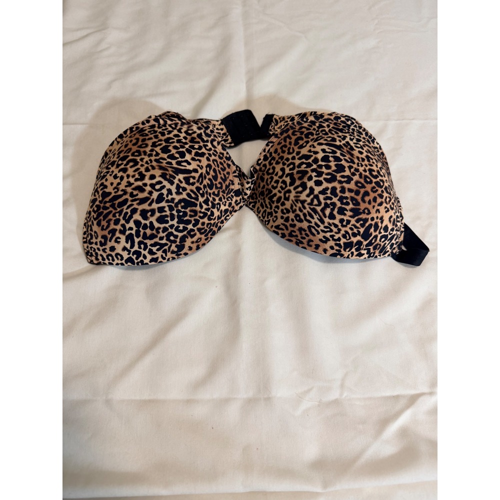 Juicy Couture Leopard Print T-Shirt Bra Underwire Tan Black 42D 2801-134